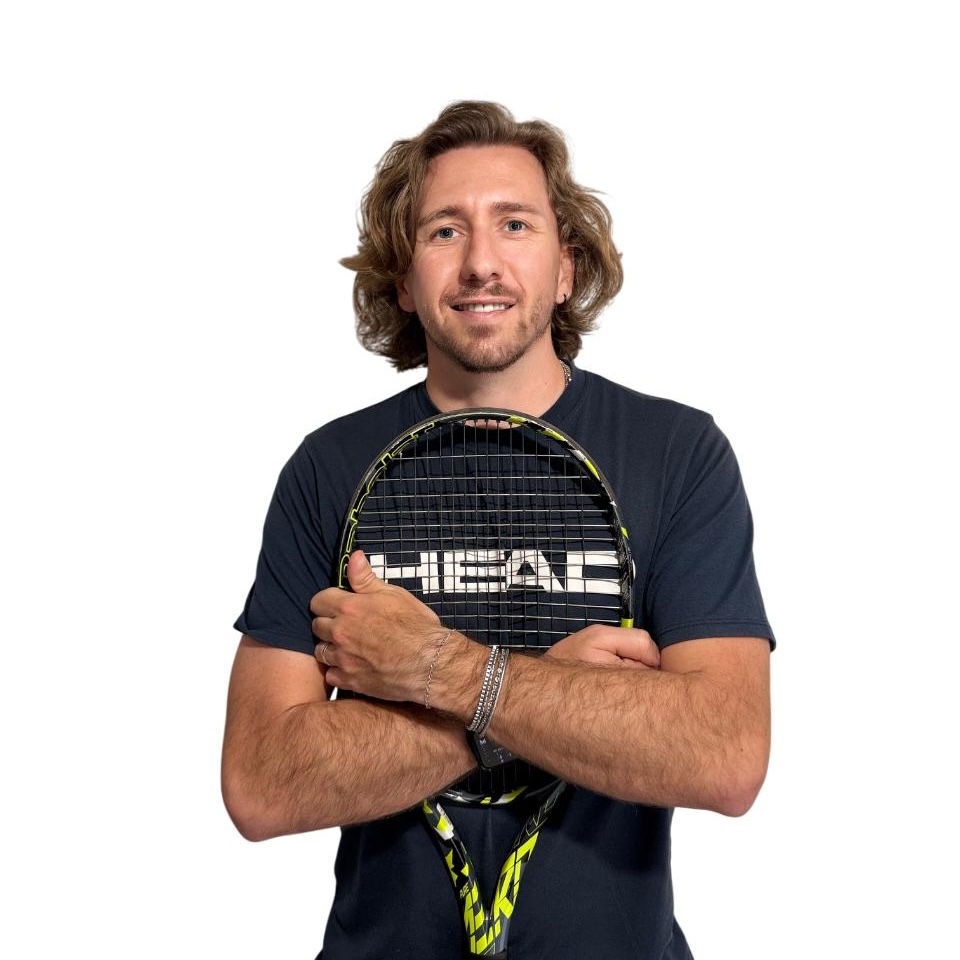 Portrait of Riccardo Leone, High Performance tennis coach and founder of Evolve, specializing in science based tennis training and biomechanics.